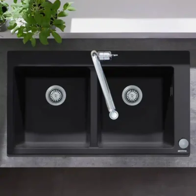 hansgrohe s51 keukenspoelbak graniet opbouw grafiet zwart 43316170 1