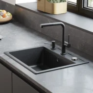 hansgrohe s52 keukenspoelbak graniet opbouw grafiet zwart 43359170 excenter 1