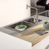 hansgrohe s71 keukenspoelbak opbouw vlakbouw rvs geborsteld 43309800 1