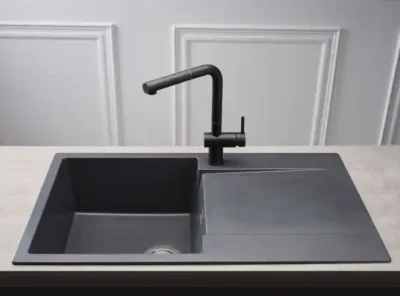 reginox amsterdam 10 black silvery r30929 enkele keukenspoelbak graniet omkeerbaar opbouw 2