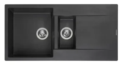 reginox amsterdam 15 black silvery r30967 anderhalve keukenspoelbak graniet omkeerbaar opbouw 1