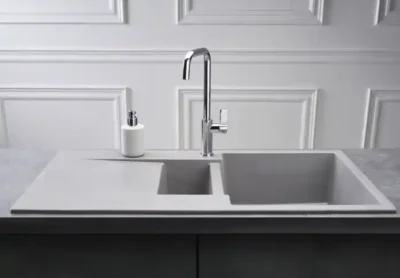 reginox amsterdam 15 grey silvery r30974 anderhalve keukenspoelbak graniet omkeerbaar opbouw 2