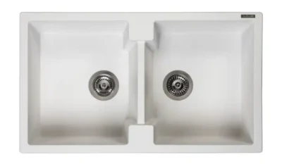 reginox amsterdam 20 pure white r30998 dubbele keukenspoelbak graniet opbouw 1