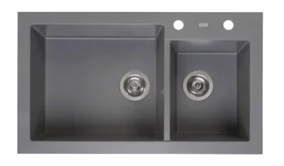 reginox amsterdam 25 grey silvery r31094 anderhalve keukenspoelbak graniet opbouw 1