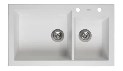 reginox amsterdam 25 pure white r31070 anderhalve keukenspoelbak graniet opbouw 1