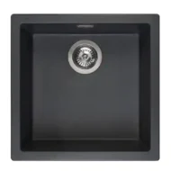 reginox amsterdam 40 x 40 black silvery r32312 enkele keukenspoelbak graniet onderbouw of opbouw 1
