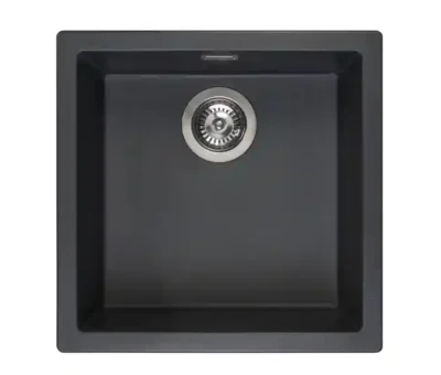 reginox amsterdam 40 x 40 black silvery r32312 enkele keukenspoelbak graniet onderbouw of opbouw 1