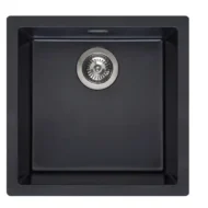reginox amsterdam 40 x 40 pure black r34637 enkele keukenspoelbak graniet onderbouw of opbouw 1