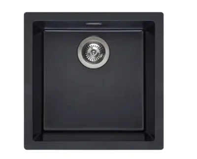 reginox amsterdam 40 x 40 pure black r34637 enkele keukenspoelbak graniet onderbouw of opbouw 1