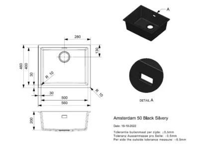 reginox amsterdam 50 x 40 pure black r34644 enkele keukenspoelbak graniet opbouw of onderbouw 2