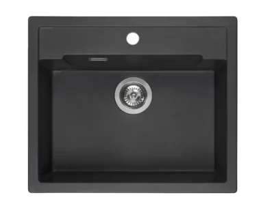 reginox amsterdam 54 tapwing black silvery r31049 enkele keukenspoelbak graniet opbouw 1