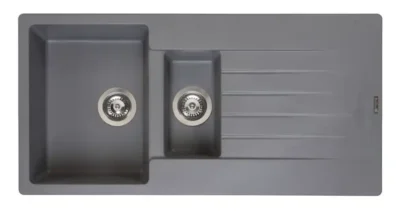 reginox harlem 15 grey silvery r31038 anderhalve keukenspoelbak graniet opbouw 1