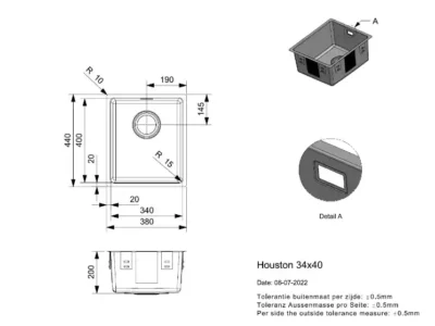 reginox houston 34 x 40 r32862 enkele keukenspoelbak rvs onderbouw vlakbouw opbouw 2