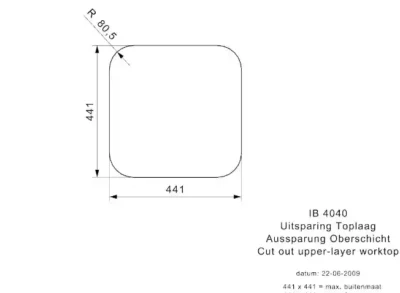 reginox ib 4040 okg 40 x 40 r32015 enkele keukenspoelbak rvs onderbouw vlakbouw opbouw 4