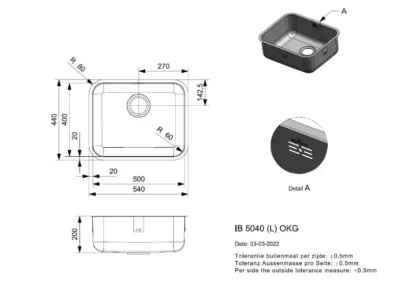 reginox ib 5040 okg 50 x 40 r32022 enkele keukenspoelbak rvs onderbouw vlakbouw opbouw 3