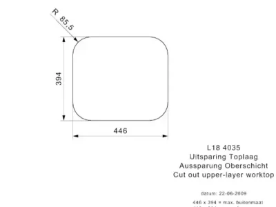 reginox l18 4035 okg r03251 enkele keukenspoelbak rvs onderbouw vlakbouw opbouw 4
