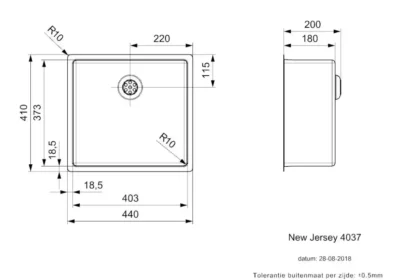 reginox new jersey 40 x 37 r32985 keukenspoelbak rvs onderbouw vlakbouw opbouw 2