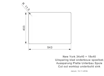 reginox new york 34 x 40 + 18 x 40 okgd comfort r27806 enkele keukenspoelbak rvs onderbouw vlakbouw opbouw 5