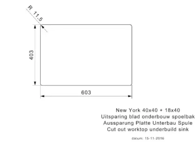 reginox new york 40 x 40 + 18 x 40 okgd comfort r27813 anderhalve keukenspoelbak links rvs onderbouw vlakbouw opbouw 3
