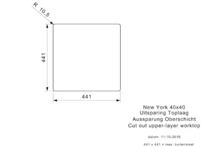 reginox new york 40 x 40 okg comfort r27639 enkele keukenspoelbak rvs onderbouw vlakbouw opbouw 5