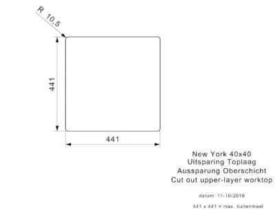 reginox new york 40 x 40 okg r28124 enkele keukenspoelbak rvs onderbouw vlakbouw opbouw 5