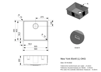 reginox new york 50 x 40 okg r28131 enkele keukenspoelbak rvs onderbouw vlakbouw opbouw 3