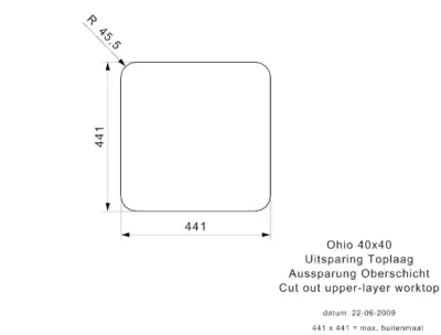 reginox ohio 40 x 40 okg r15957 enkele keukenspoelbak rvs onderbouw vlakbouw opbouw 5