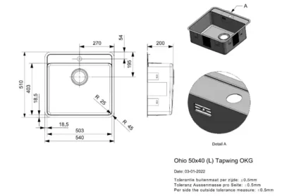 reginox ohio 50 x 40 tapwing okg r15698 enkele keukenspoelbak rvs onderbouw vlakbouw opbouw 3
