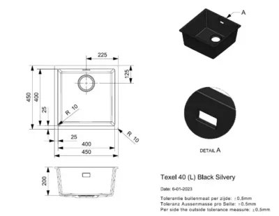 reginox texel 40 x 40 black silvery r34040 enkele keukenspoelbak graniet vlakbouw 2