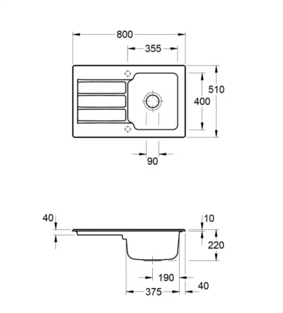 villeroy boch architectura 45 keukenspoelbak keramiek chromit omkeerbaar opbouw 3