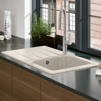 villeroy boch architectura 45 keukenspoelbak keramiek creme omkeerbaar opbouw 2