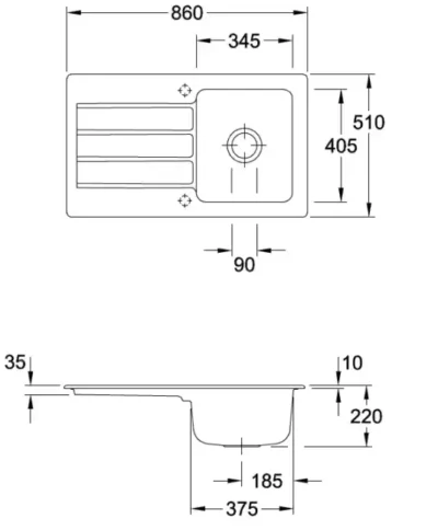 villeroy boch architectura 50 keukenspoelbak keramiek fossil omkeerbaar opbouw 3