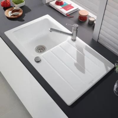 villeroy boch architectura 50 keukenspoelbak keramiek opbouw sneeuw wit excenter 1