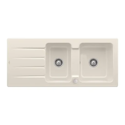 villeroy boch architectura 80 keukenspoelbak keramiek opbouw creme excenter 1