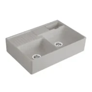 villeroy boch dubbele keukenspoelbak keramiek fossil opbouw 1