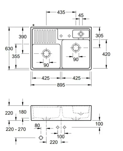 villeroy boch dubbele keukenspoelbak keramiek graphit opbouw 3