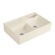 villeroy boch dubbele keukenspoelbak keramiek ivory opbouw 1