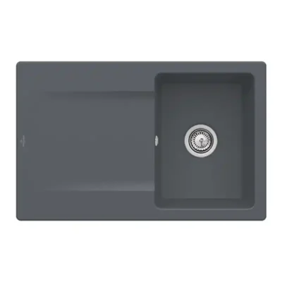 villeroy boch siluet 45 flat keukenspoelbak keramiek vlakbouw grafiet excenter 1