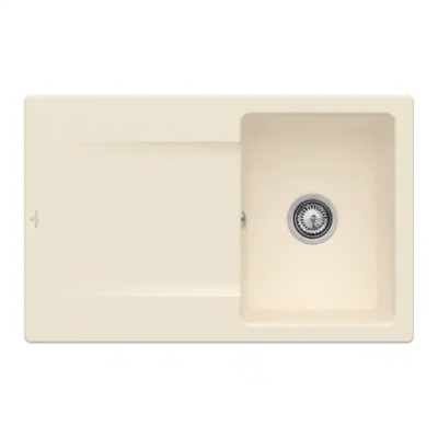 villeroy boch siluet 45 keukenspoelbak keramiek opbouw ivory excenter 1