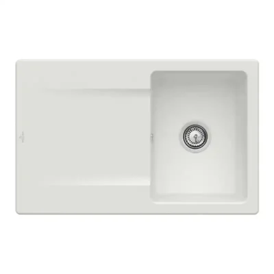 villeroy boch siluet 45 keukenspoelbak keramiek opbouw licht grijs excenter 1