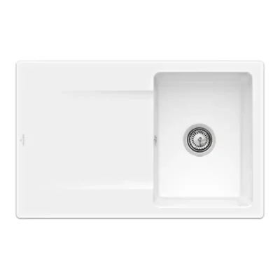 villeroy boch siluet 45 keukenspoelbak keramiek opbouw sneeuw wit excenter 1