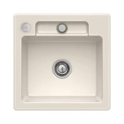 villeroy boch siluet 50 s flat keukenspoelbak keramiek vlakbouw creme excenter 1