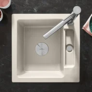 villeroy boch siluet 50 s flat keukenspoelbak keramiek vlakbouw creme 1