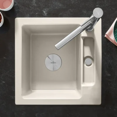 villeroy boch siluet 50 s flat keukenspoelbak keramiek vlakbouw creme 1