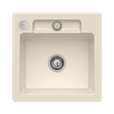 villeroy boch siluet 50 s flat keukenspoelbak keramiek vlakbouw ivory excenter 1