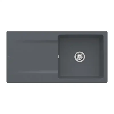 villeroy boch siluet 60 flat keukenspoelbak keramiek vlakbouw grafiet excenter 1