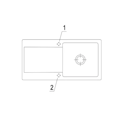 villeroy boch siluet 60 flat keukenspoelbak keramiek vlakbouw sneeuw wit excenter 3