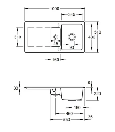 villeroy boch siluet 60 r keukenspoelbak keramiek creme omkeerbaar opbouw 4