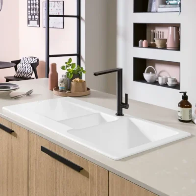 villeroy boch siluet 60 r keukenspoelbak keramiek opbouw sneeuw wit 2