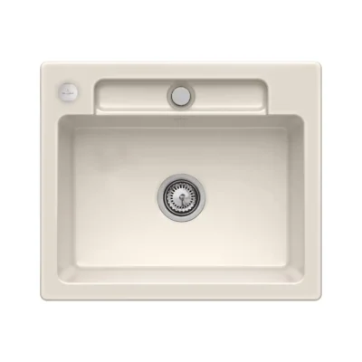 villeroy boch siluet 60 s flat keukenspoelbak keramiek vlakbouw creme excenter 1